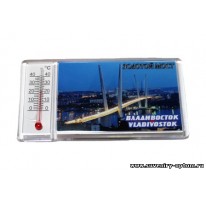 Магнит акриловый с термометром «Владивосток. Мост Золотой ночной2»