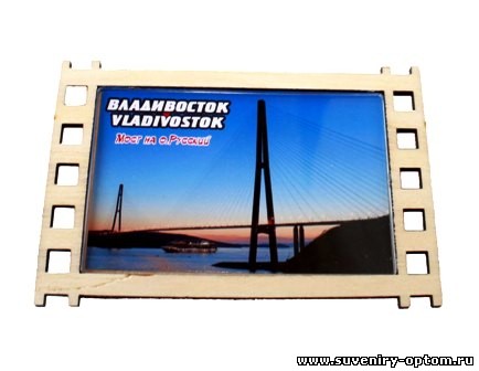 Магнит-фотокадр дерево «Владивосток. Мост на о. Русский»1