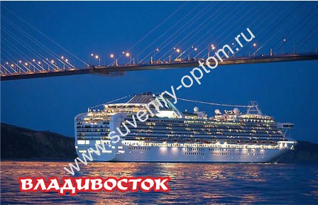 Магнит акриловый «Владивосток. Золотой Мост с «Принцессой»