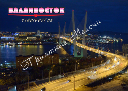 Магнит плоский «Владивосток. Золотой Мост ночной»