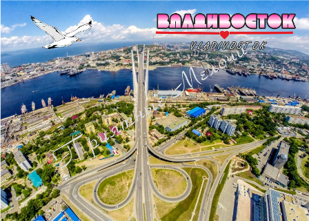 Магнит плоский «Владивосток. Золотой Мост с высоты»