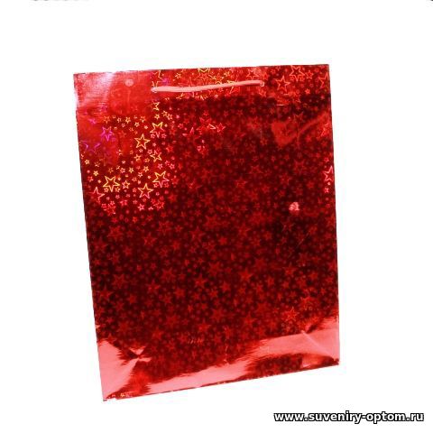Пакет фольга большой 33х26х8 см, красный