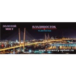 Магнит акриловый большой узкий «Владивосток. Ночной Золотой Мост»