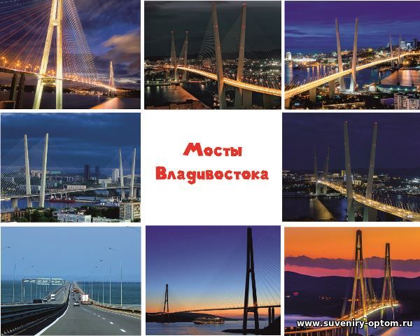 Магнит плоский 8х10 см «Мосты Владивостока»