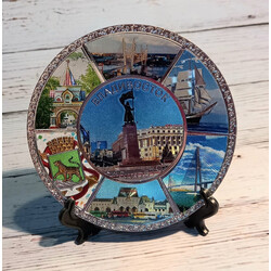 Тарелка-блюдце на подставке маленькая металл 12см